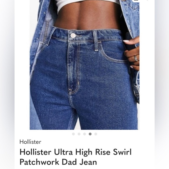 Hollister Ultra High Rise Dad Jean. Swirl patchwork jean. - Picture 4 of 9